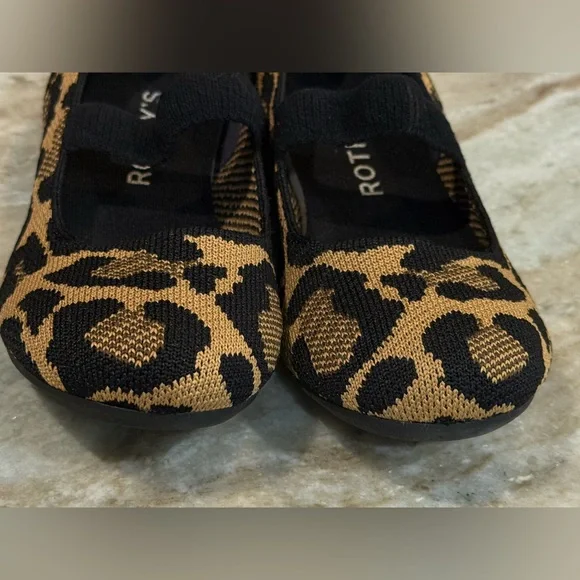 Kids ROTHY’S Mary Jane leopard shoes- amber cat. Size 2 - Picture 8 of 10